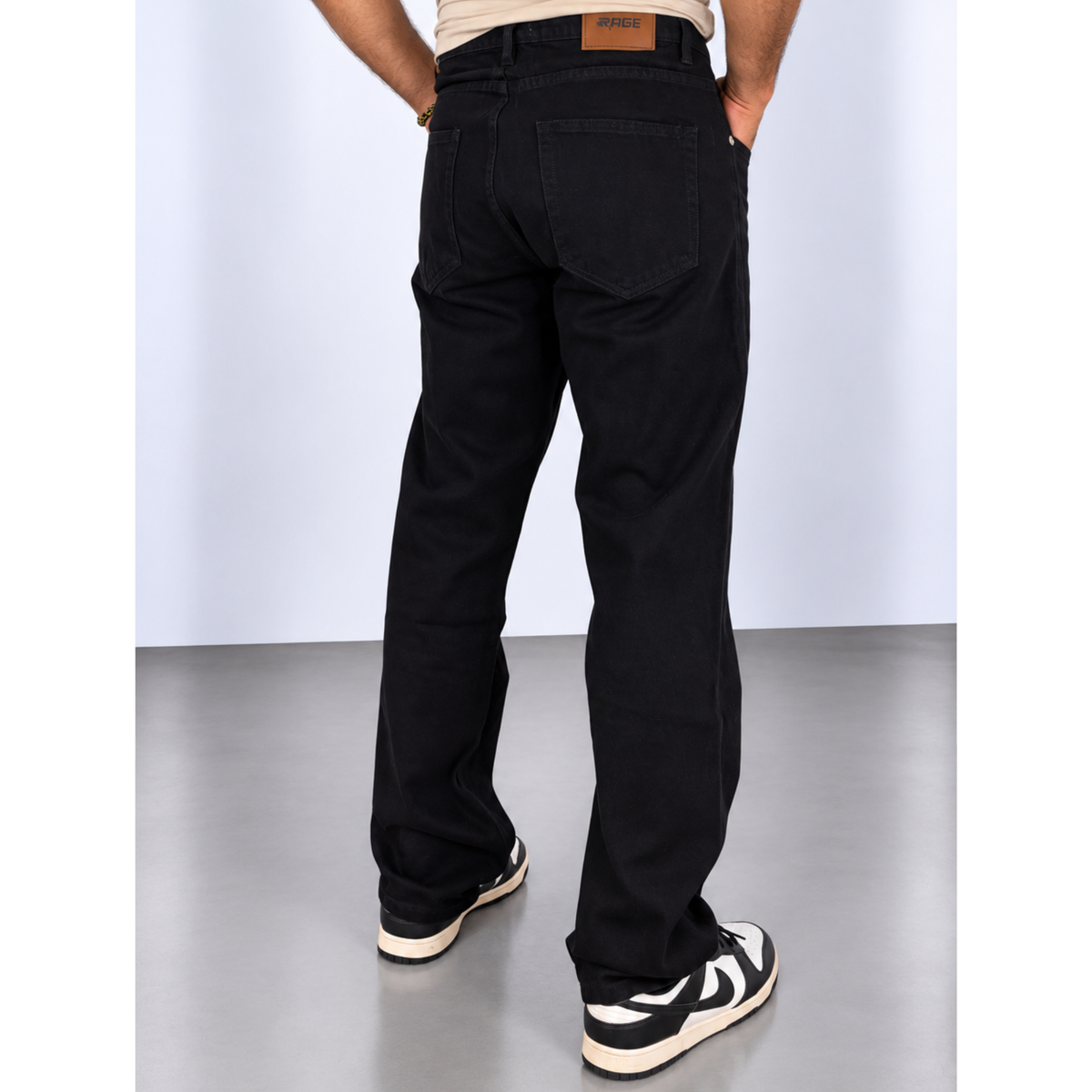 RAGE® Loose Straight Fit Jet Black Jeans