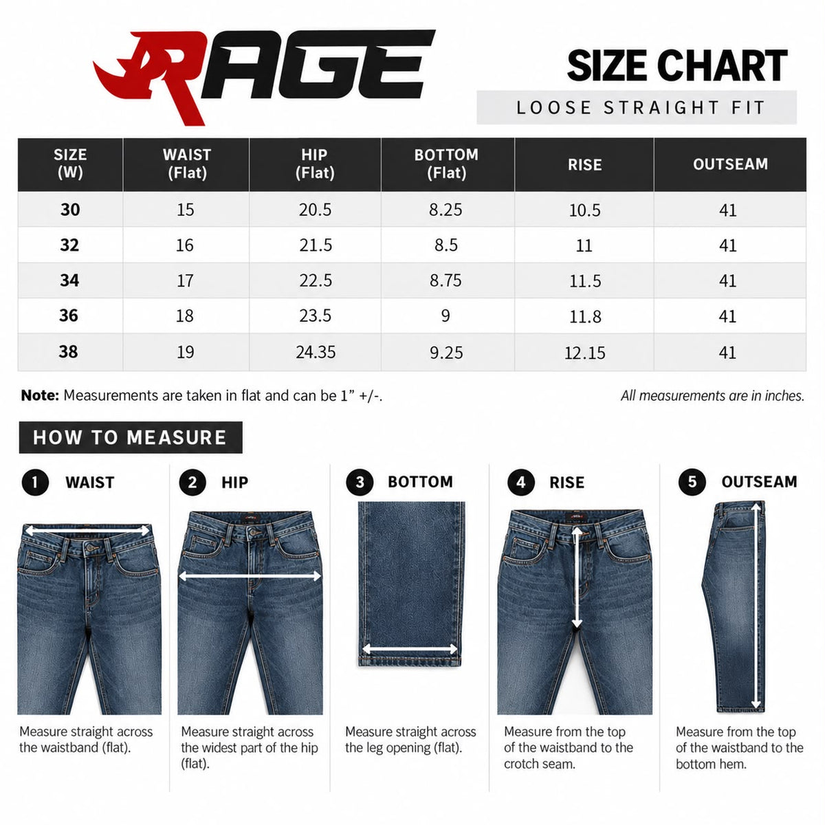 RAGE® Loose Straight Fit Jet Black Jeans